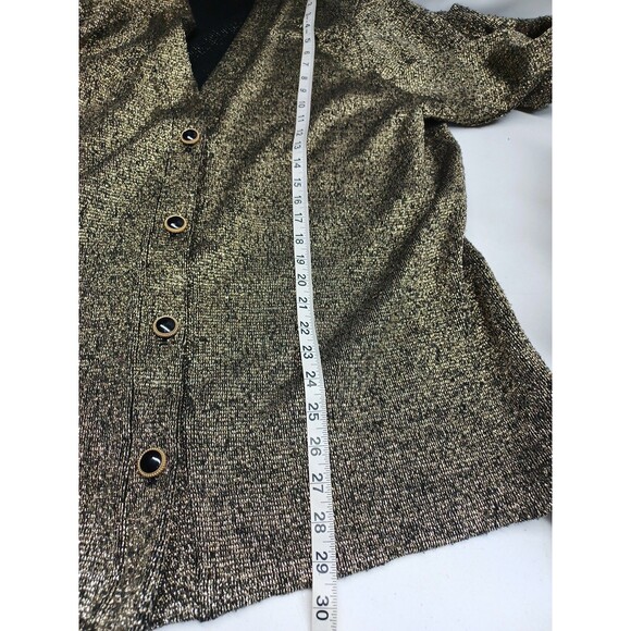 Vtg Womens Gold Metallic Cardigan Sweater Button Front Sz 20W - Picture 8 of 10